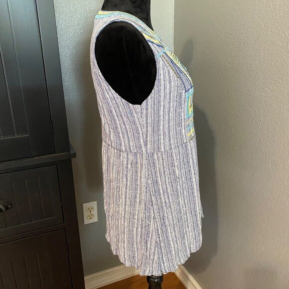 Tribal Jeans Tank Top Size Small Tunic Embroidered Boho Gypsy Hippie V Neck - Picture 3 of 8